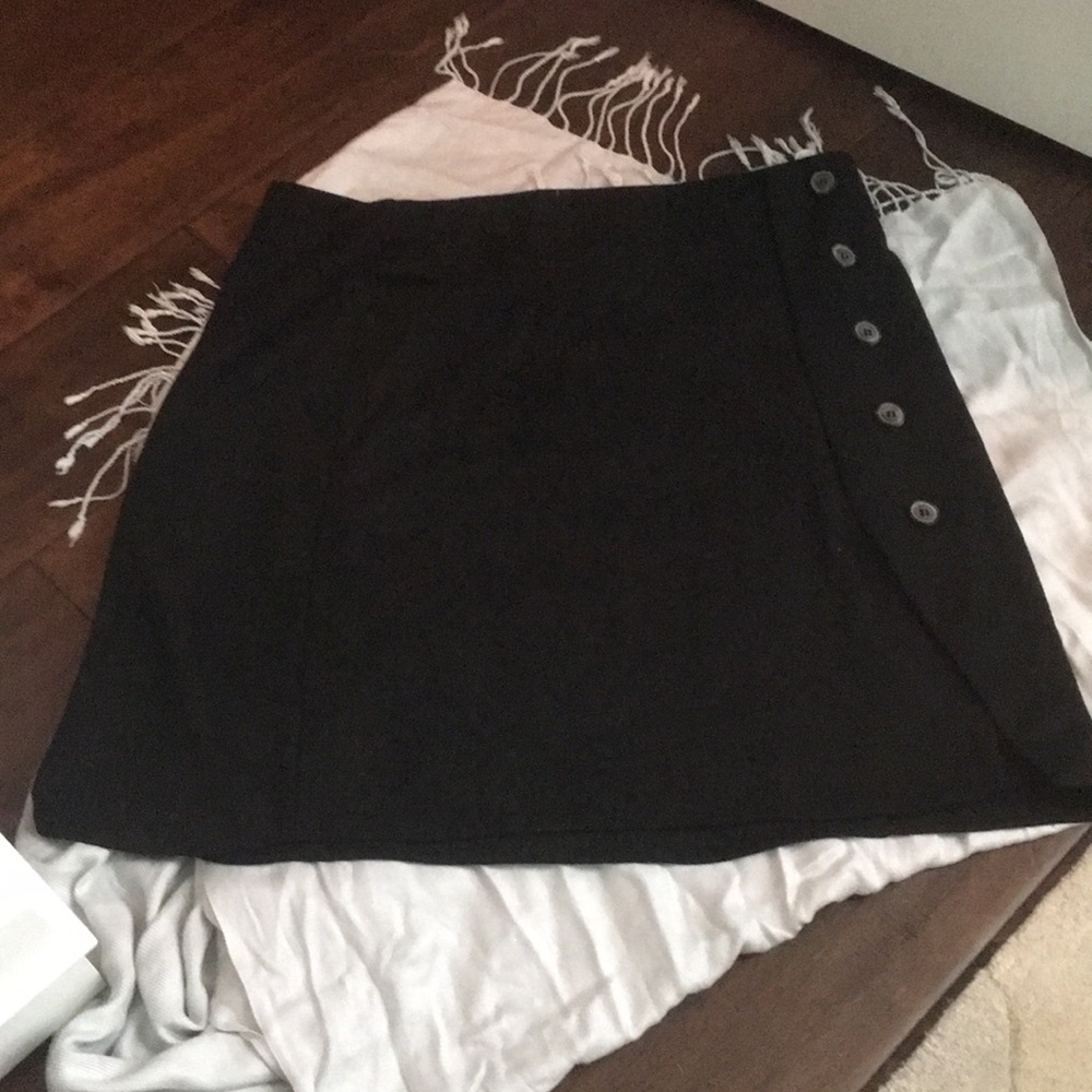 Black Side Button Skirt